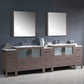 Fresca Torino 108 Gray Oak Modern Double Sink Bathroom Vanity w/ 3 Side Cabinets & Integrated Sinks