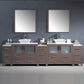 Fresca Torino 108 Gray Oak Modern Double Sink Bathroom Vanity w/ 3 Side Cabinets & Vessel Sinks