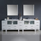 Fresca Torino 108 White Modern Double Sink Bathroom Vanity w/ 3 Side Cabinets & Integrated Sinks