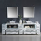 Fresca Torino 108 White Modern Double Sink Bathroom Vanity w/ 3 Side Cabinets & Vessel Sinks