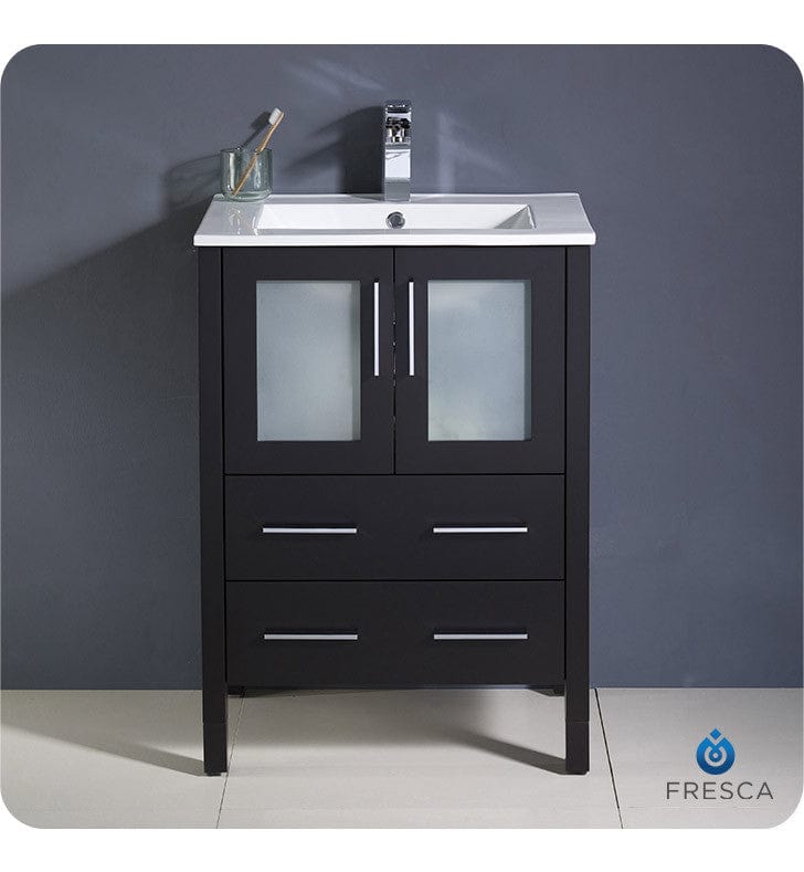 Fresca Torino 24 Espresso Modern Bathroom Cabinet w/ Integrated Sink