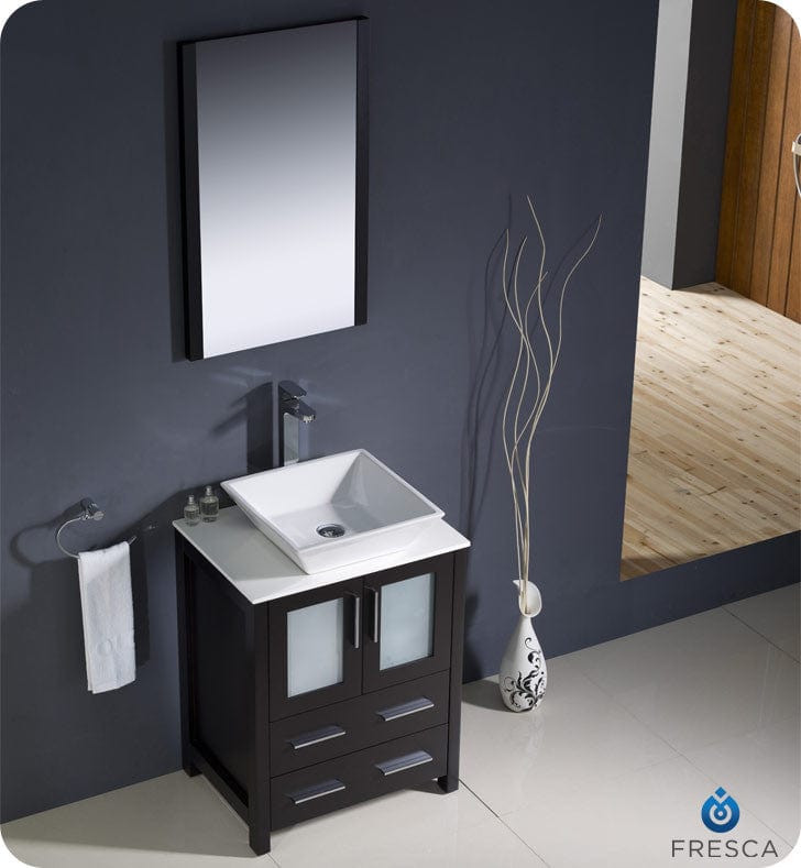 Fresca Torino 24 Espresso Modern Bathroom Vanity w/ Vessel Sink