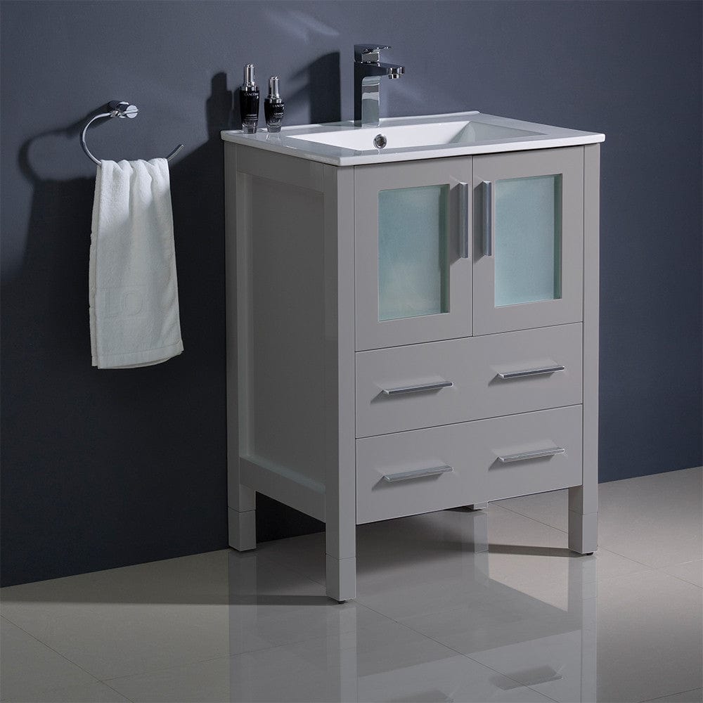 Fresca Torino 24 Gray Modern Bathroom Cabinet w/ Integrated Sink