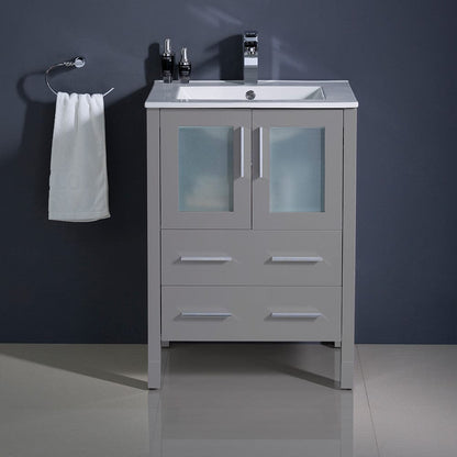 Fresca Torino 24 Gray Modern Bathroom Cabinet w/ Integrated Sink