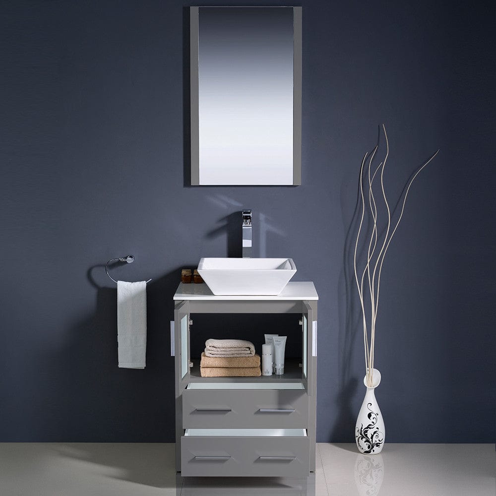 Fresca Torino 24 Gray Modern Bathroom Vanity w/ Vessel Sink
