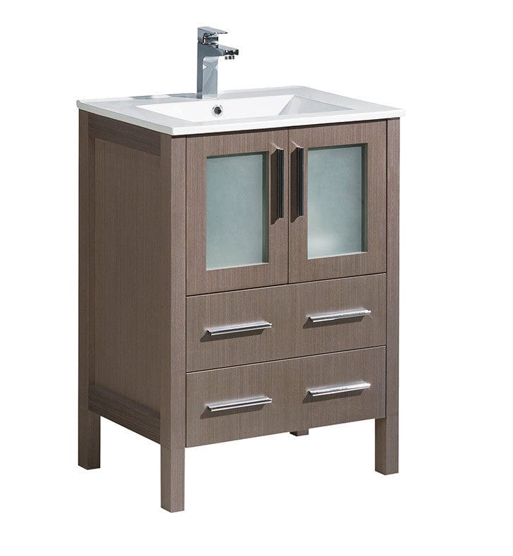 Fresca Torino 24" Gray Oak Modern Bathroom Cabinet w/ Integrated Sink