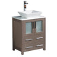 Fresca Torino 24" Gray Oak Modern Bathroom Cabinet w/ Top & Vessel Sink