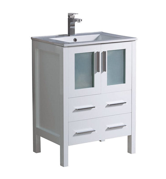 Fresca Torino 24 White Modern Bathroom Cabinet w/ Top & Integrated Sink