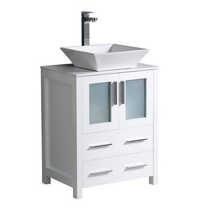 Fresca Torino 24" White Modern Bathroom Cabinet w/ Top & Vessel Sink