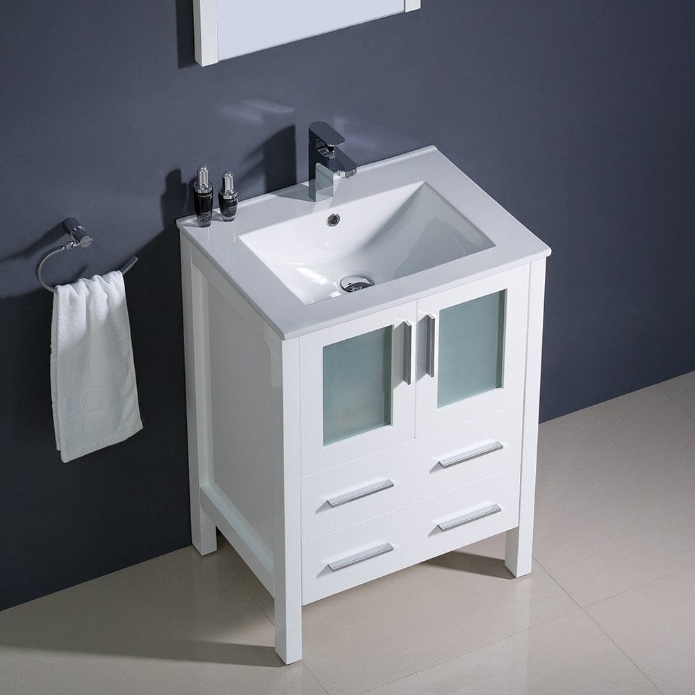 Fresca Torino 24 White Modern Bathroom Vanity w/ Integrated Sink
