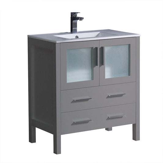 Fresca Torino 30" Gray Modern Bathroom Cabinet w/ Integrated Sink