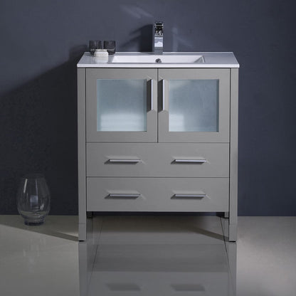 Fresca Torino 30 Gray Modern Bathroom Cabinet w/ Integrated Sink