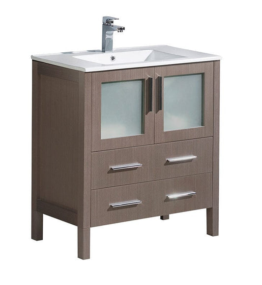 Fresca Torino 30" Gray Oak Modern Bathroom Cabinet w/ Integrated Sink