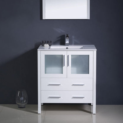 Fresca Torino 30 White Modern Bathroom Vanity w/ Integrated Sink