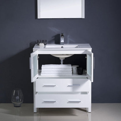 Fresca Torino 30 White Modern Bathroom Vanity w/ Integrated Sink