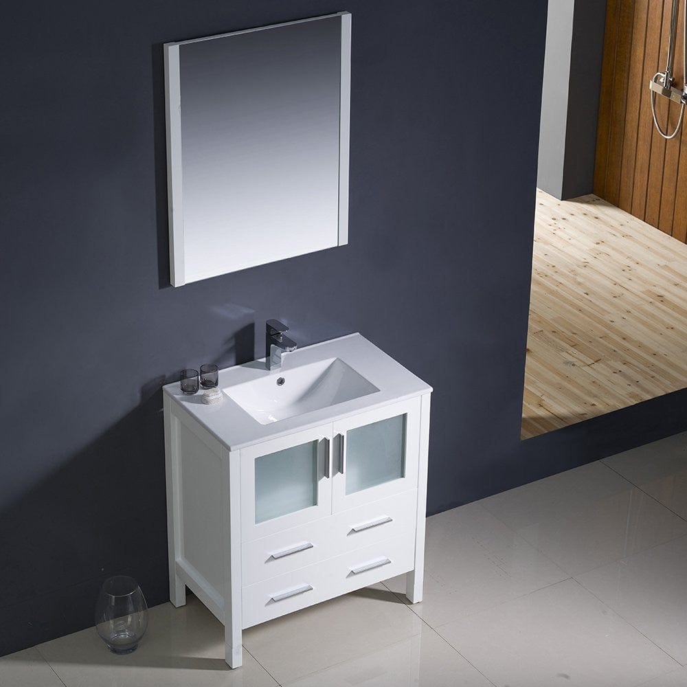 Fresca Torino 30 White Modern Bathroom Vanity w/ Integrated Sink