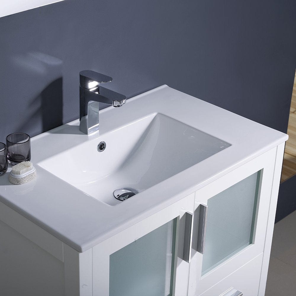 Fresca Torino 30 White Modern Bathroom Vanity w/ Integrated Sink