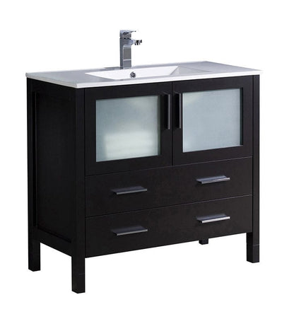 Fresca Torino 36" Espresso Modern Bathroom Cabinet w/ Integrated Sink