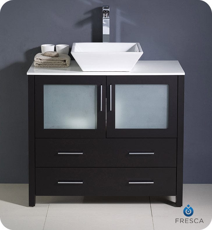 Fresca Torino 36 Espresso Modern Bathroom Cabinet w/ Vessel Sink