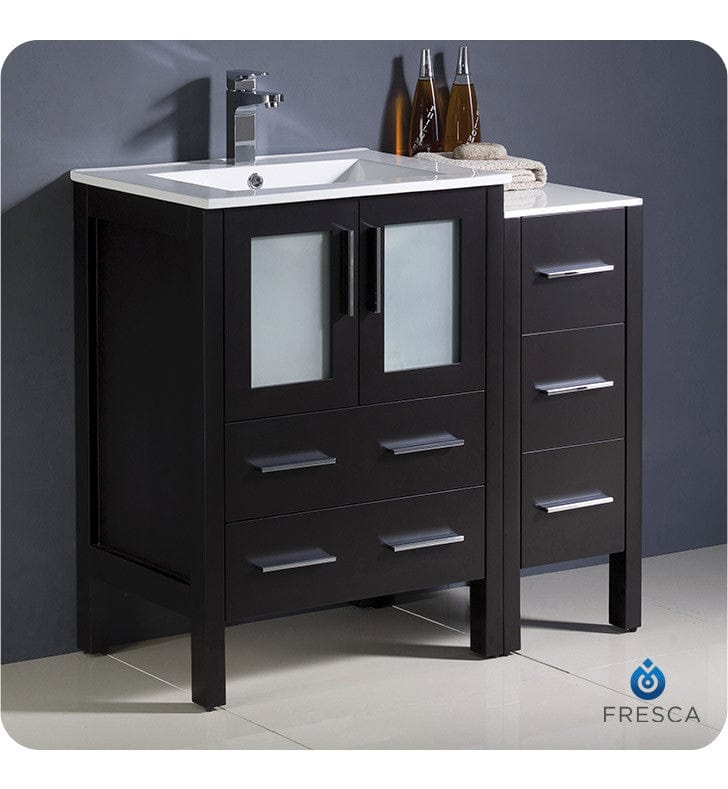 Fresca Torino 36 Espresso Modern Bathroom Cabinets w/ Integrated Sink