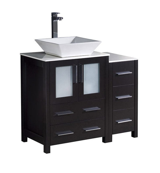 Fresca Torino 36" Espresso Modern Bathroom Cabinets w/ Top & Vessel Sink