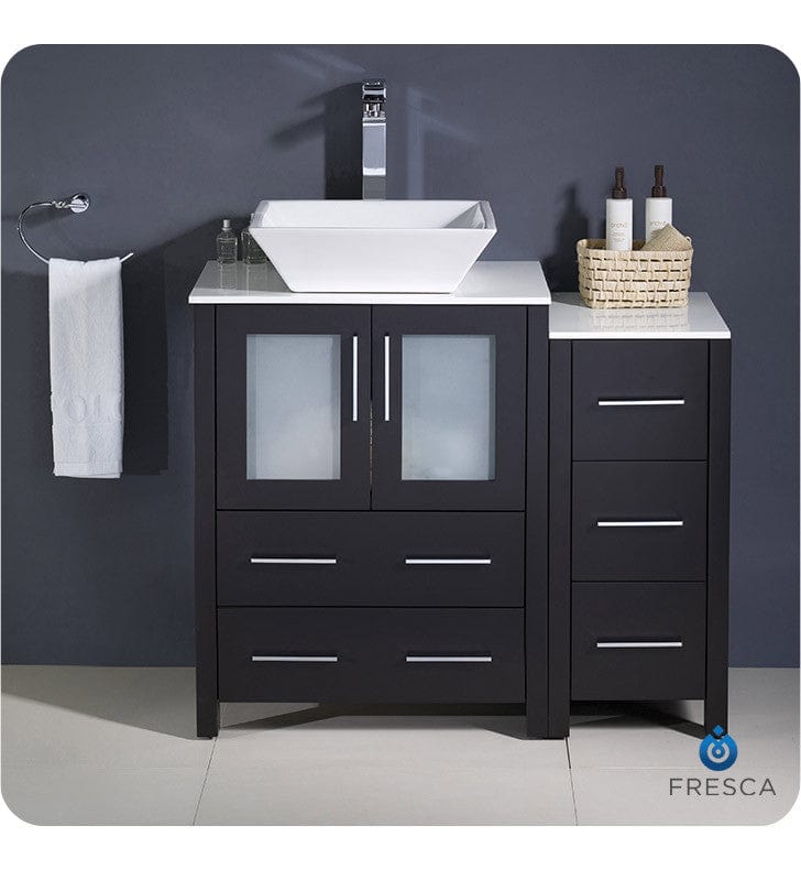 Fresca Torino 36 Espresso Modern Bathroom Cabinets w/ Top & Vessel Sink