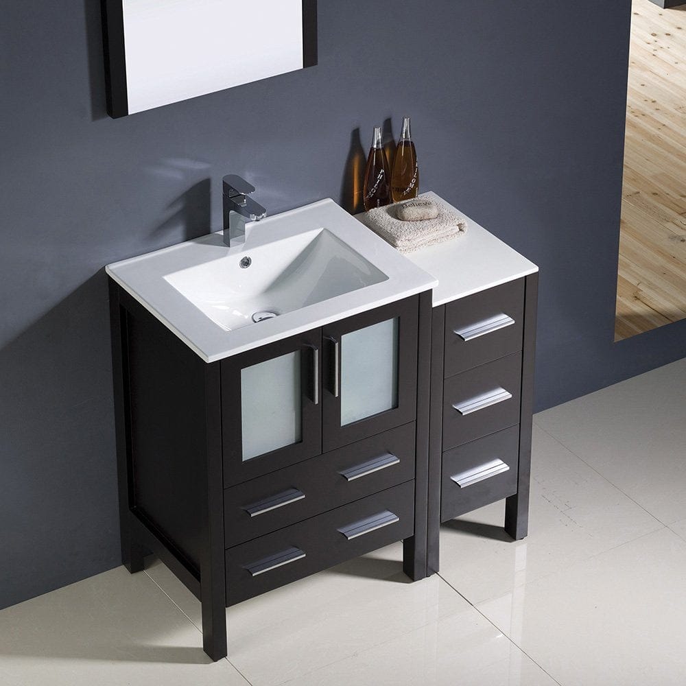 Fresca Torino 36 Espresso Modern Bathroom Vanity w/ Side Cabinet & Integrated Sinks