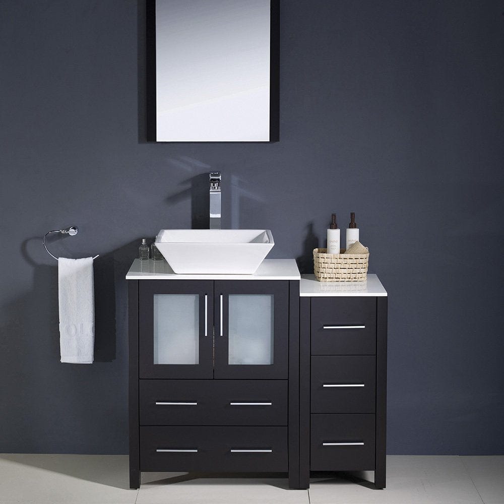 Fresca Torino 36 Espresso Modern Bathroom Vanity w/ Side Cabinet & Vessel Sink