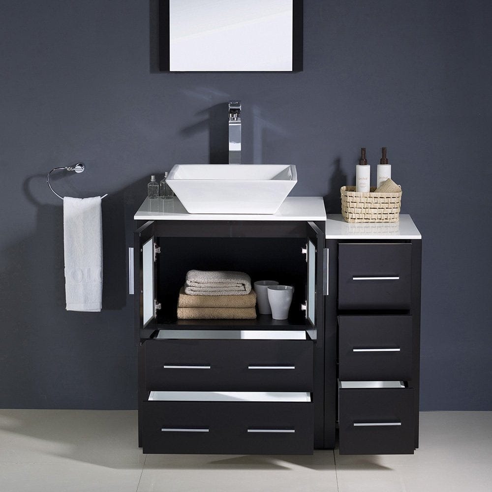 Fresca Torino 36 Espresso Modern Bathroom Vanity w/ Side Cabinet & Vessel Sink