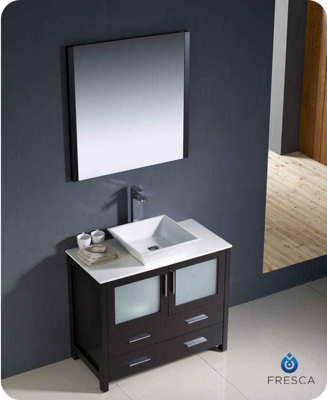 Fresca Torino 36 Espresso Modern Bathroom Vanity w/ Vessel Sink