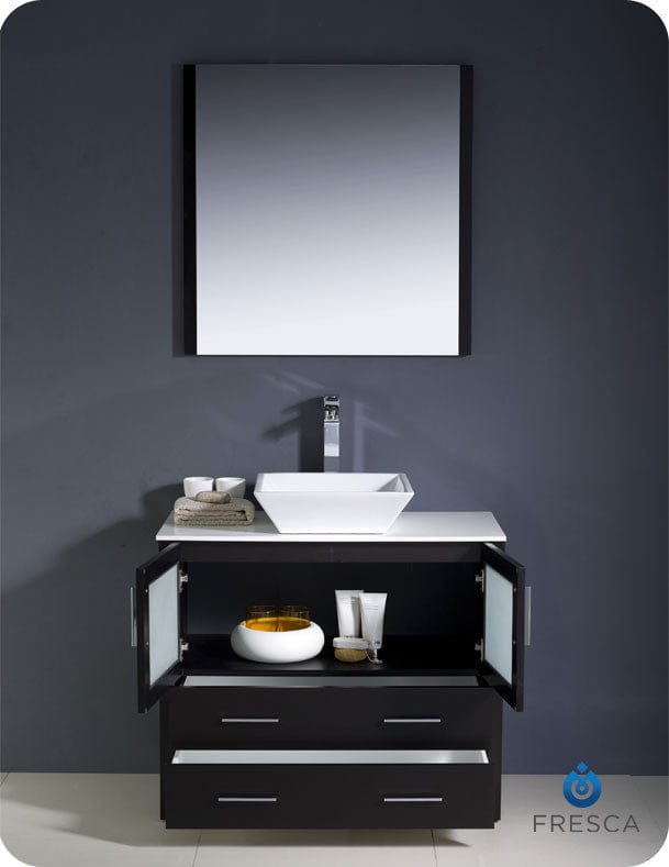 Fresca Torino 36 Espresso Modern Bathroom Vanity w/ Vessel Sink