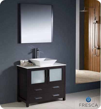 Fresca Torino 36 Espresso Modern Bathroom Vanity w/ Vessel Sink