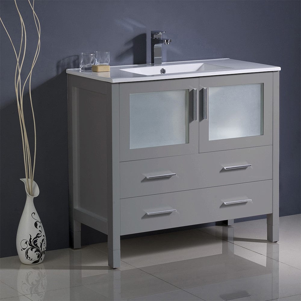Fresca Torino 36 Gray Modern Bathroom Cabinet w/ Integrated Sink