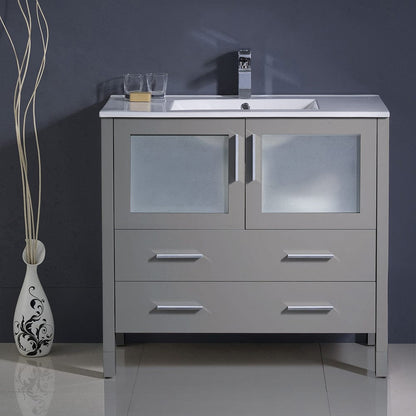 Fresca Torino 36 Gray Modern Bathroom Cabinet w/ Integrated Sink