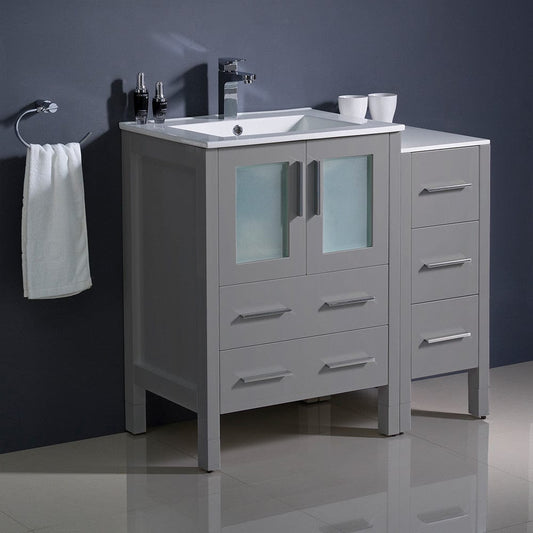 Fresca Torino 36 Gray Modern Bathroom Cabinets w/ Integrated Sink