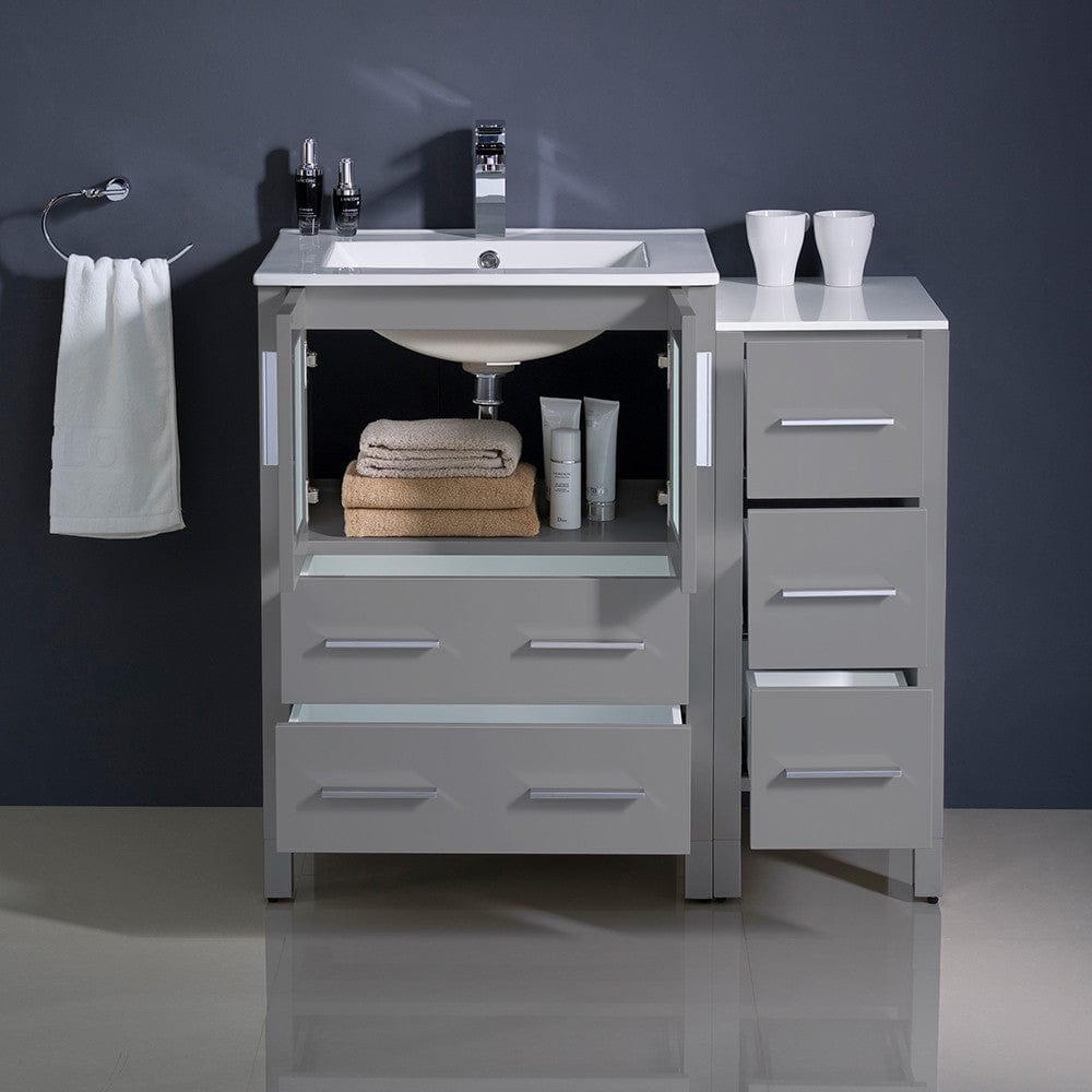 Fresca Torino 36 Gray Modern Bathroom Cabinets w/ Integrated Sink