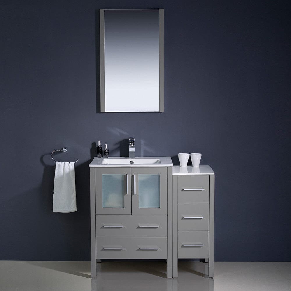 Fresca Torino 36 Gray Modern Bathroom Vanity w/ Side Cabinet & Integrated Sinks