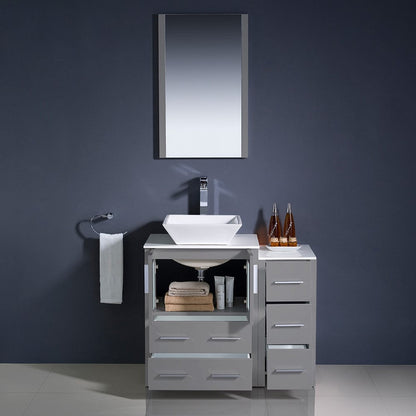 Fresca Torino 36 Gray Modern Bathroom Vanity w/ Side Cabinet & Vessel Sink