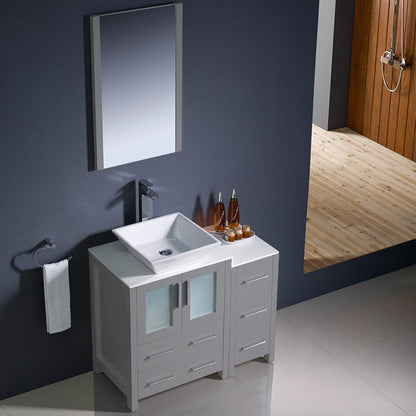 Fresca Torino 36 Gray Modern Bathroom Vanity w/ Side Cabinet & Vessel Sink