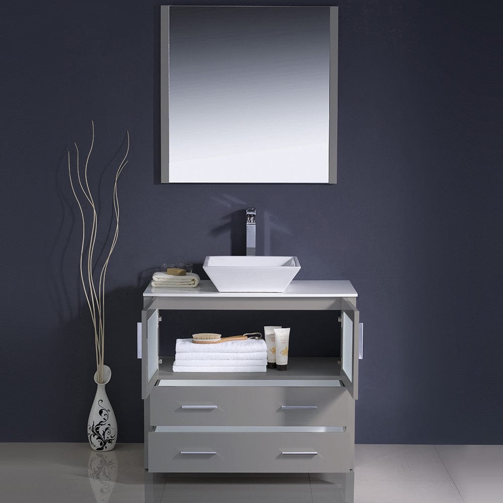 Fresca Torino 36 Gray Modern Bathroom Vanity w/ Vessel Sink