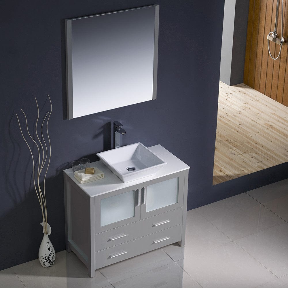 Fresca Torino 36 Gray Modern Bathroom Vanity w/ Vessel Sink