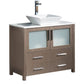 Fresca Torino 36" Gray Oak Modern Bathroom Cabinet w/ Top & Vessel Sink