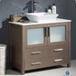 Fresca Torino 36 Gray Oak Modern Bathroom Cabinet w/ Top & Vessel Sink