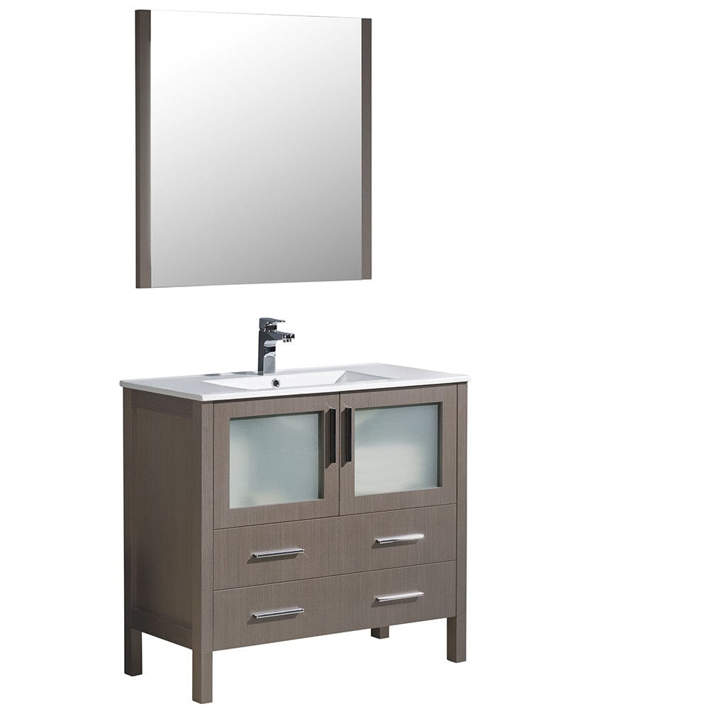 Fresca Torino 36" Gray Oak Modern Bathroom Vanity w/ Integrated Sink