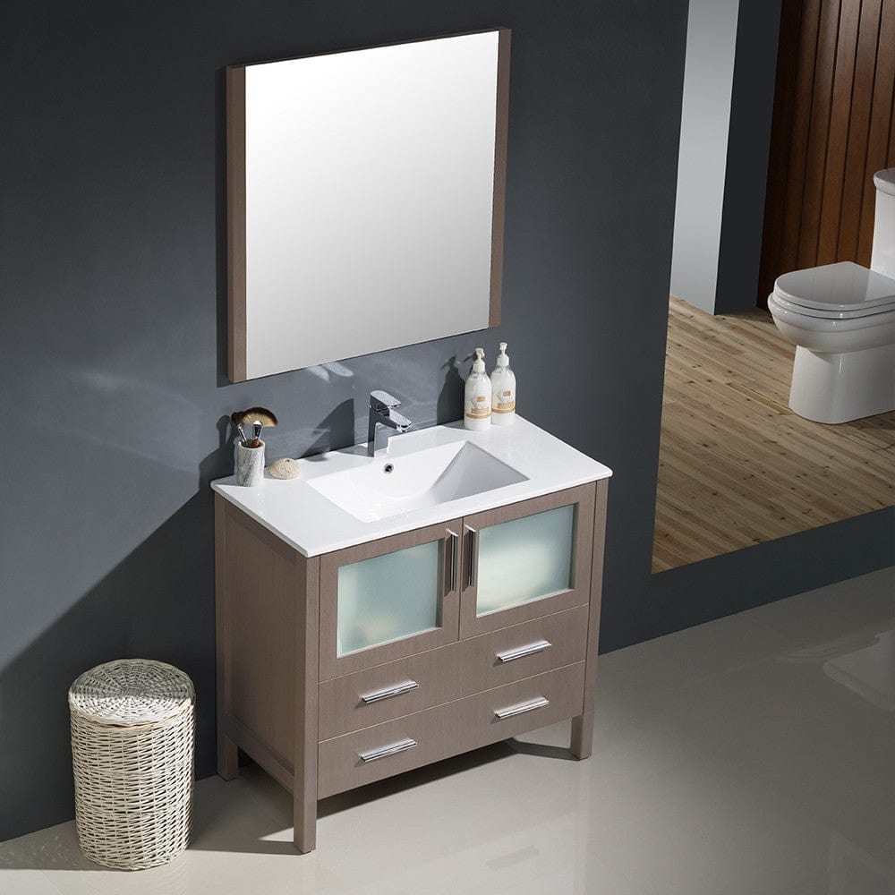 Fresca Torino 36 Gray Oak Modern Bathroom Vanity w/ Integrated Sink