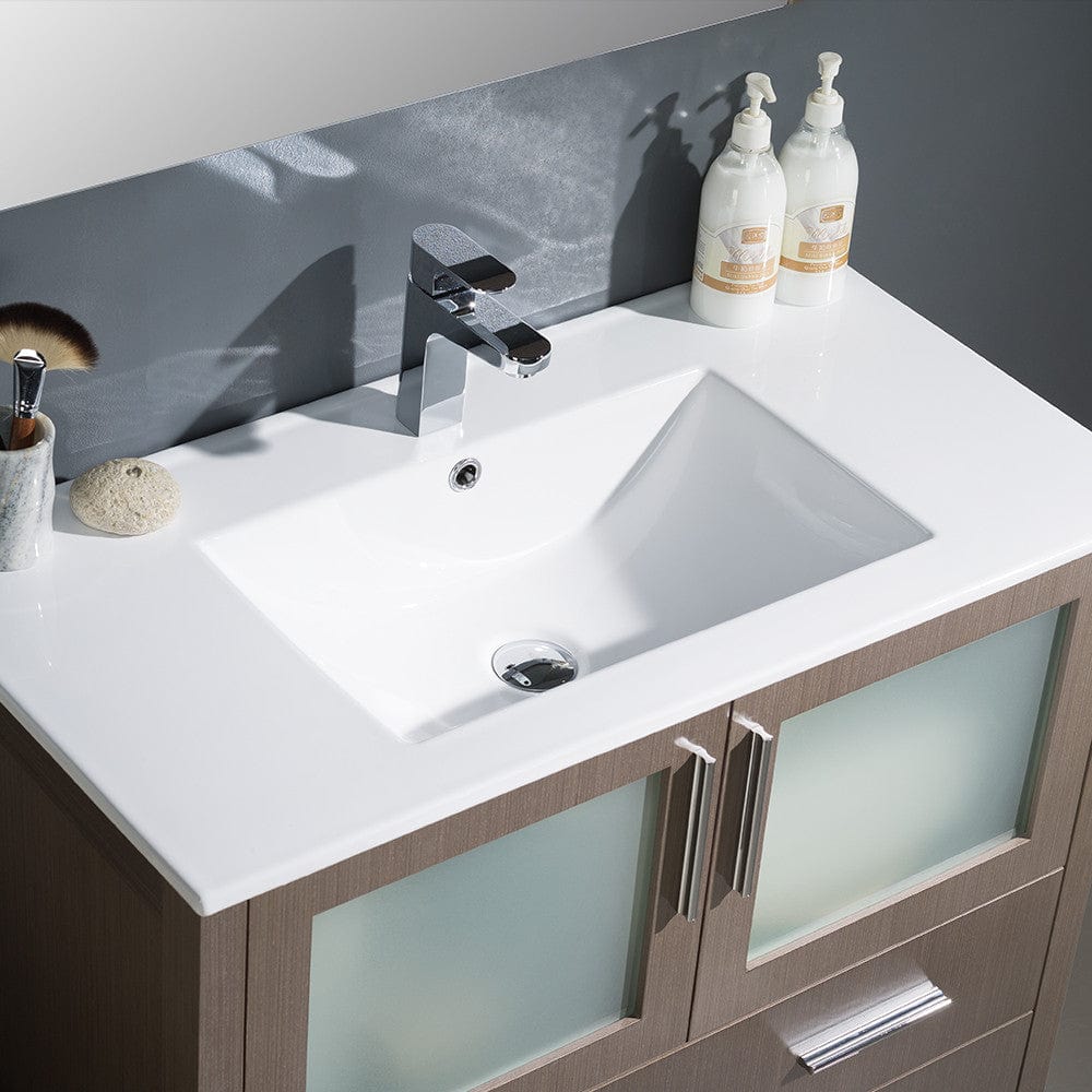 Fresca Torino 36 Gray Oak Modern Bathroom Vanity w/ Integrated Sink