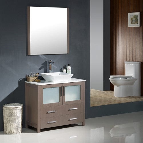 Fresca Torino 36" Gray Oak Modern Bathroom Vanity w/ Vessel Sink