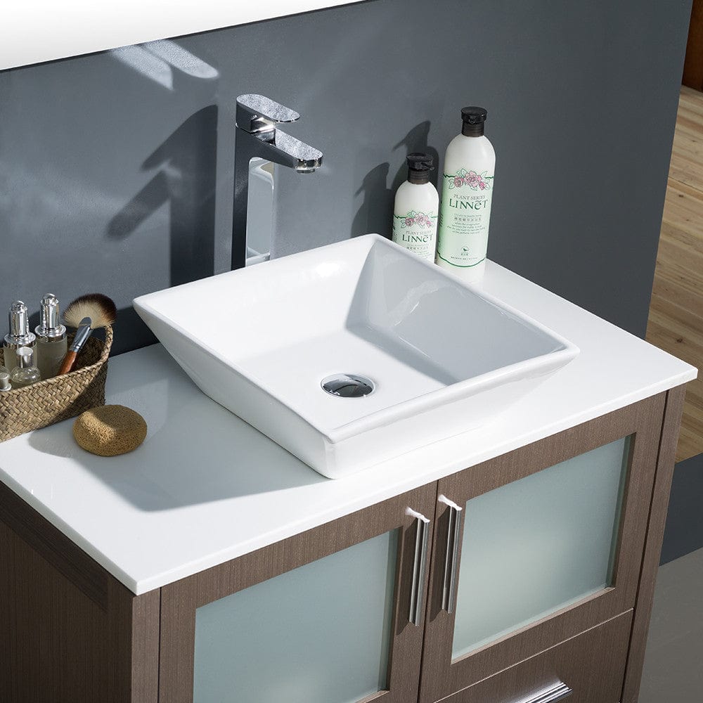 Fresca Torino 36 Gray Oak Modern Bathroom Vanity w/ Vessel Sink