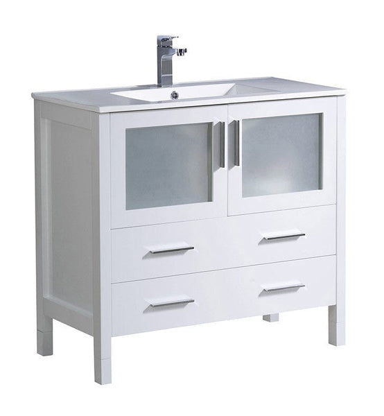 Fresca Torino 36 White Modern Bathroom Cabinet w/ Integrated Sink