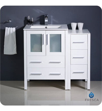 Fresca Torino 36 White Modern Bathroom Cabinets w/ Integrated Sink